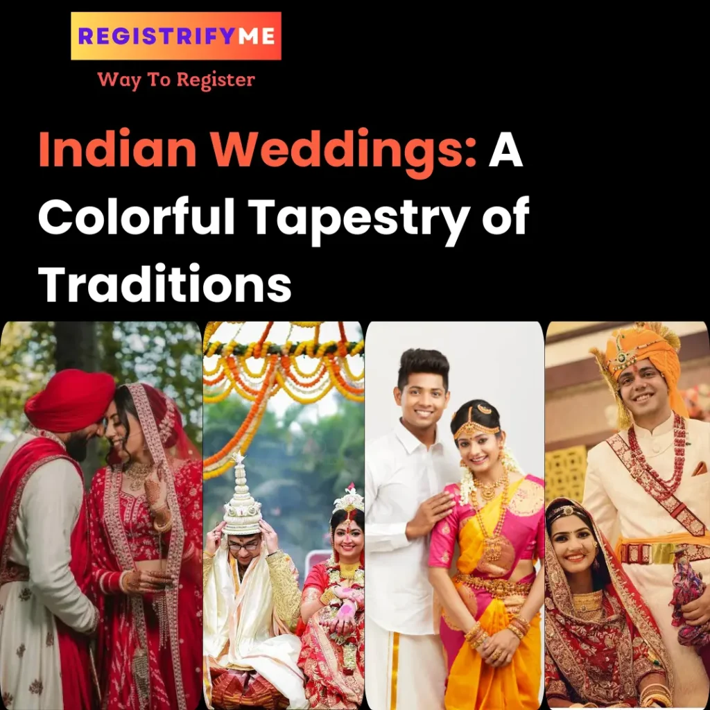 A vibrant collage showcasing the diversity of Indian weddings, from Punjabi to Rajasthani traditions.