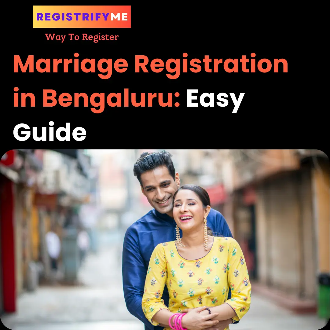 A happy couple celebrating their marriage registration outside the Bengaluru Registrar's Office.